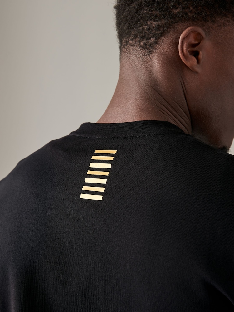 EA7 Emporio Armani Gold Logo 100% Cotton Black Sweatshirt - Image 4 of 5