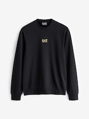 EA7 Emporio Armani Gold Logo 100% Cotton Black Sweatshirt - Image 5 of 5
