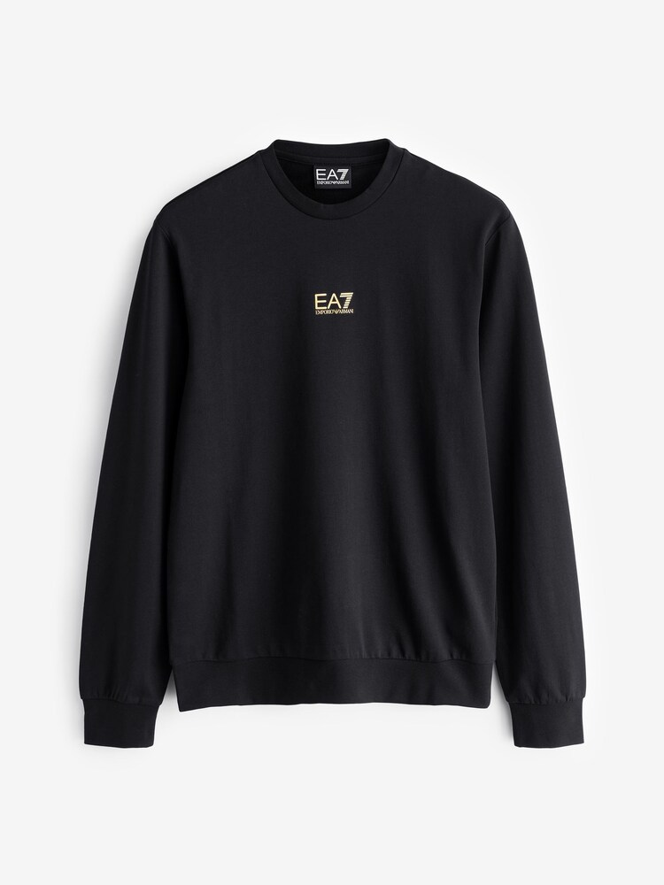 EA7 Emporio Armani Gold Logo 100% Cotton Black Sweatshirt - Image 5 of 5