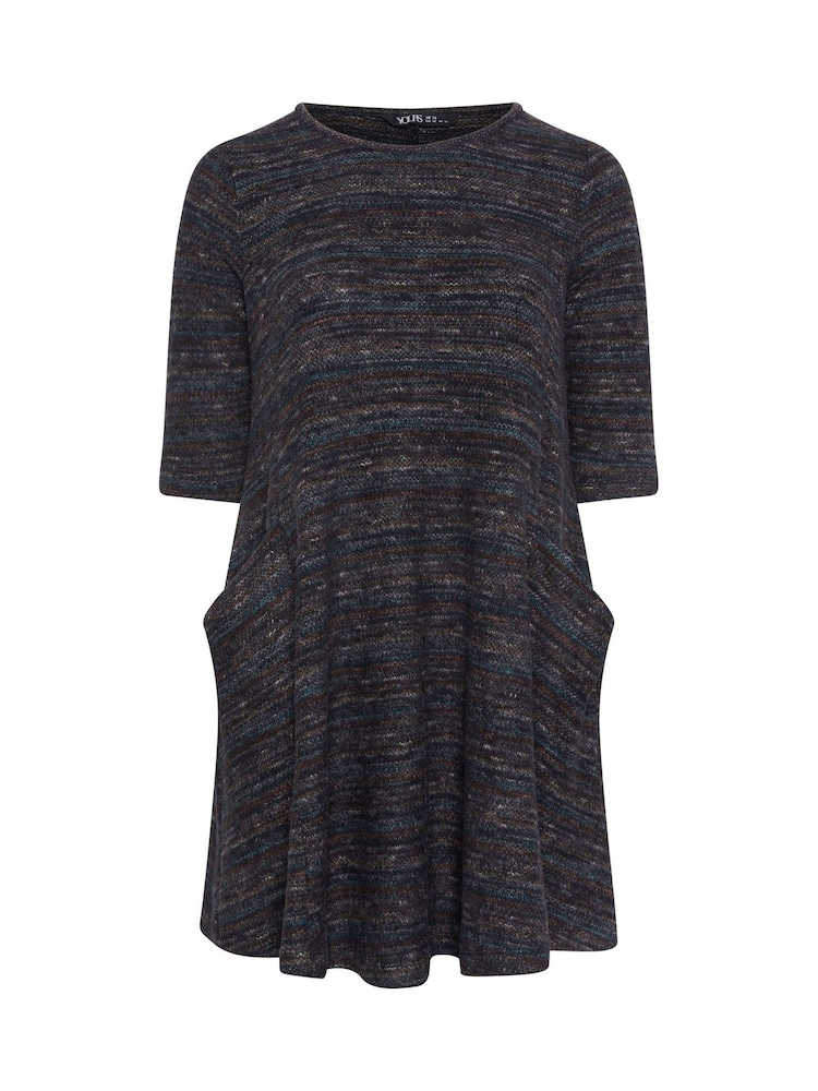 Yours Curve Black Textured Pocket Dress - Image 5 of 5