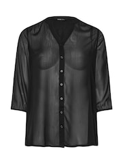 Yours Curve Black Sheer Crepe Notchneck Blouse - Image 5 of 5