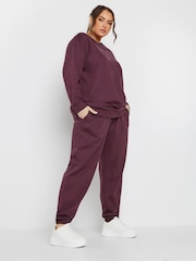 Yours Curve Burgundy Red Cuffed Joggers - Image 2 of 5