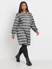 Yours Curve Grey Soft Touch Zip Neck Jumper Dress - Image 2 of 5