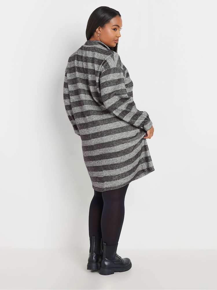 Yours Curve Grey Soft Touch Zip Neck Jumper Dress - Image 3 of 5