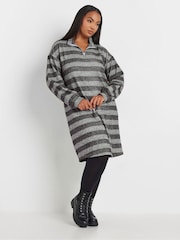 Yours Curve Grey Soft Touch Zip Neck Jumper Dress - Image 4 of 5