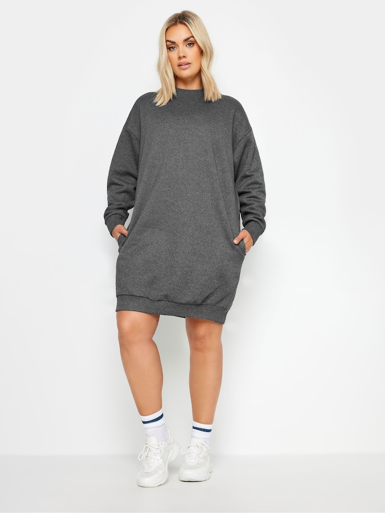 Yours Curve Grey Sweatshirt Dress - Image 2 of 6
