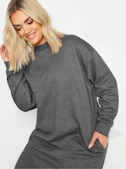 Yours Curve Grey Sweatshirt Dress - Image 5 of 6