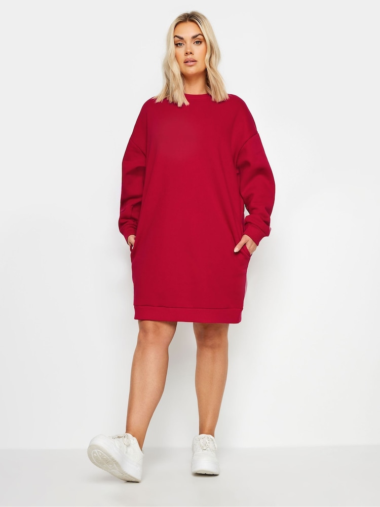 Yours Curve Red Sweatshirt Dress - Image 2 of 5