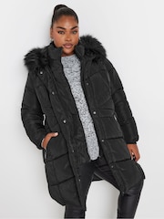 Yours Curve Black Midi Padded Puffer Coat - Image 2 of 6