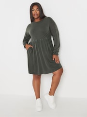 Yours Curve Grey Acid Frill Throw On 100% Cotton Dress - Image 1 of 5