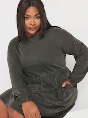 Yours Curve Grey Acid Frill Throw On 100% Cotton Dress - Image 4 of 5