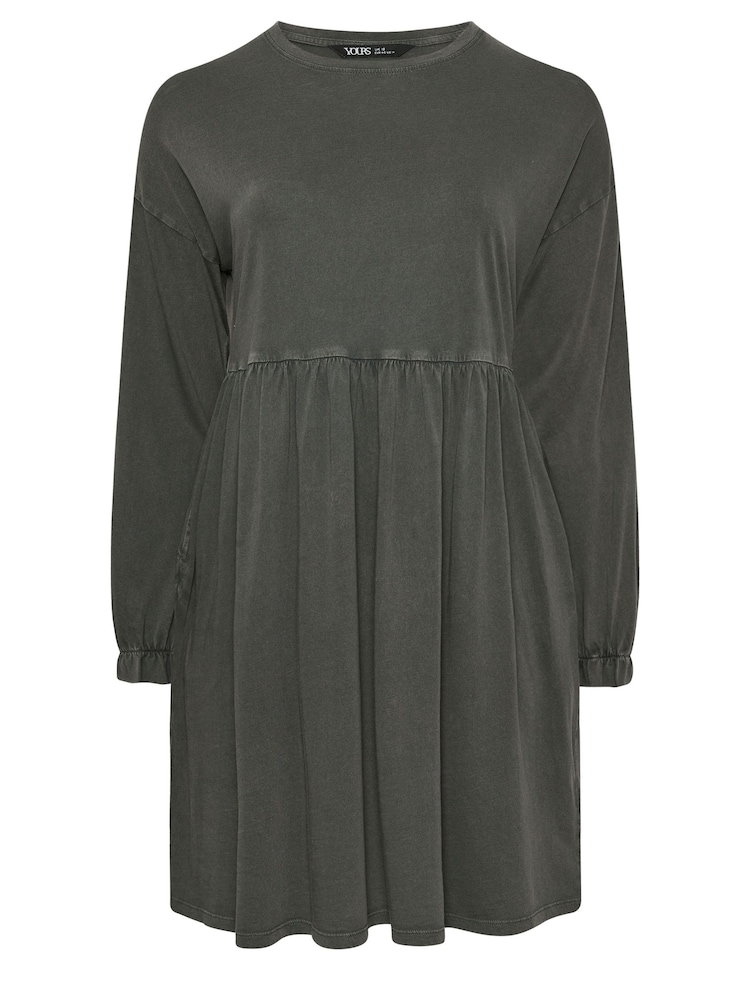 Yours Curve Grey Acid Frill Throw On 100% Cotton Dress - Image 5 of 5