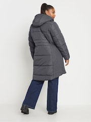 Yours Curve Grey Sporty Mid Weight Padded Coat - Image 3 of 5
