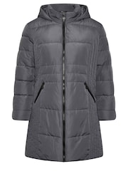 Yours Curve Grey Sporty Mid Weight Padded Coat - Image 5 of 5