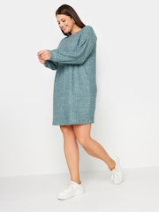 Yours Curve Blue Soft Touch Jumper Dress - Image 3 of 5
