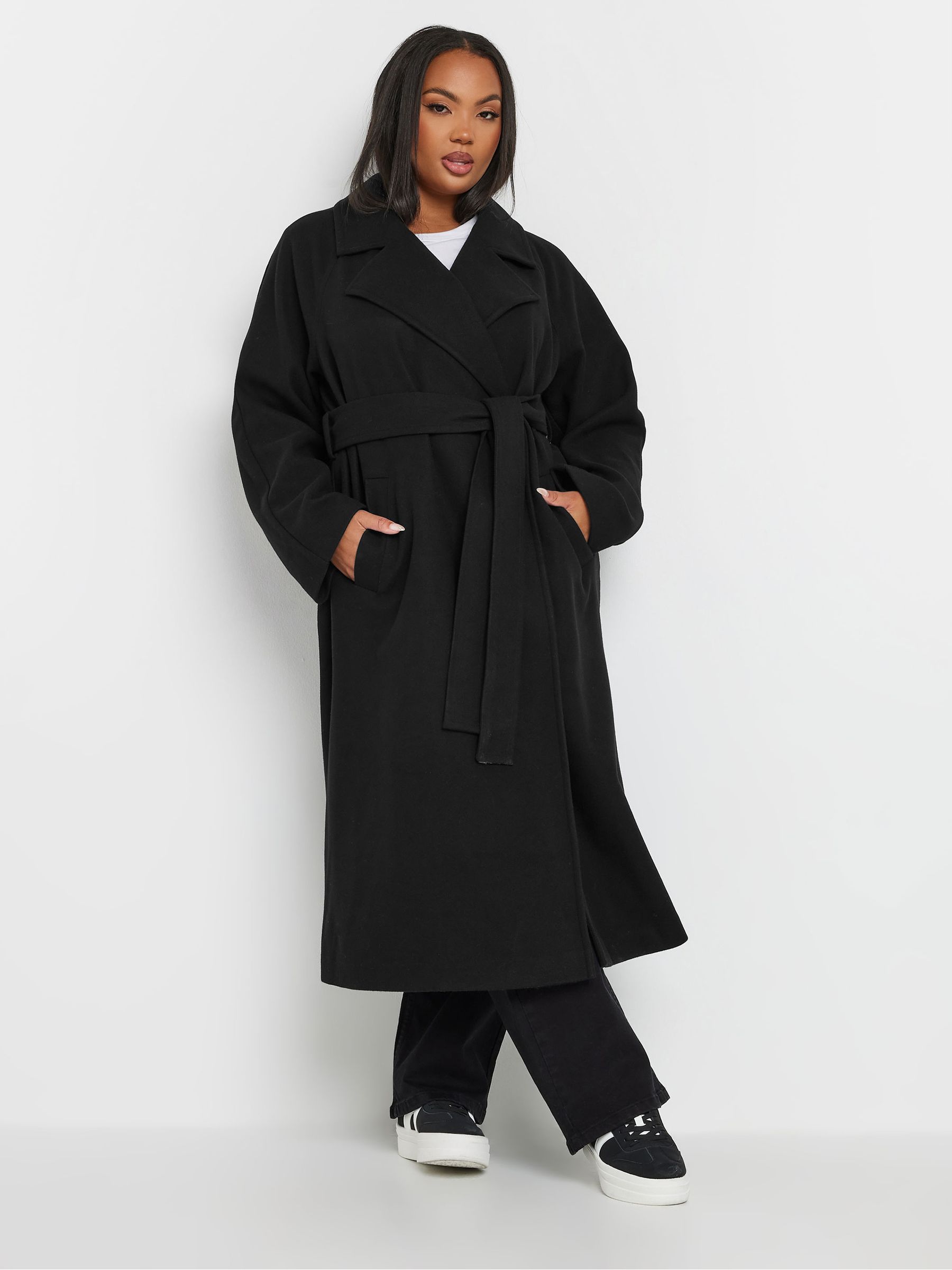 Buy Yours Curve Black Unlined Maxi Wool Coat from Next USA