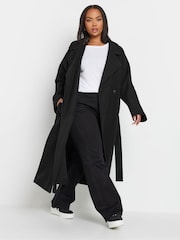 Yours Curve Black Unlined Maxi Wool Coat - Image 2 of 5