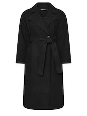 Yours Curve Black Unlined Maxi Wool Coat - Image 5 of 5