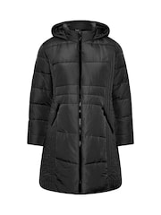 Yours Curve Black Sporty Mid Weight Padded Coat - Image 6 of 6
