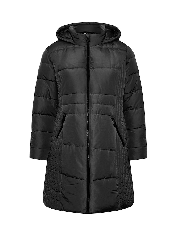Yours Curve Black Sporty Mid Weight Padded Coat - Image 6 of 6