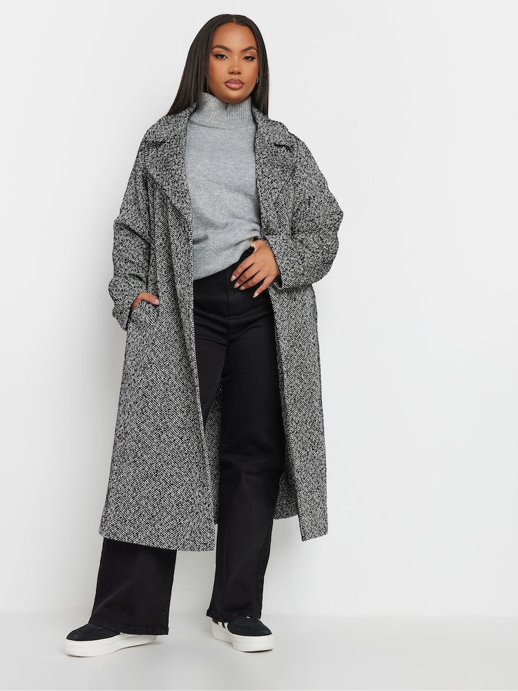 Yours Curve Grey Unlined Maxi Wool Coat - Image 1 of 5