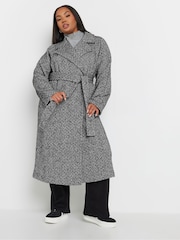 Yours Curve Grey Unlined Maxi Wool Coat - Image 2 of 5
