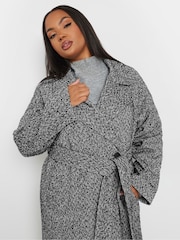 Yours Curve Grey Unlined Maxi Wool Coat - Image 4 of 5