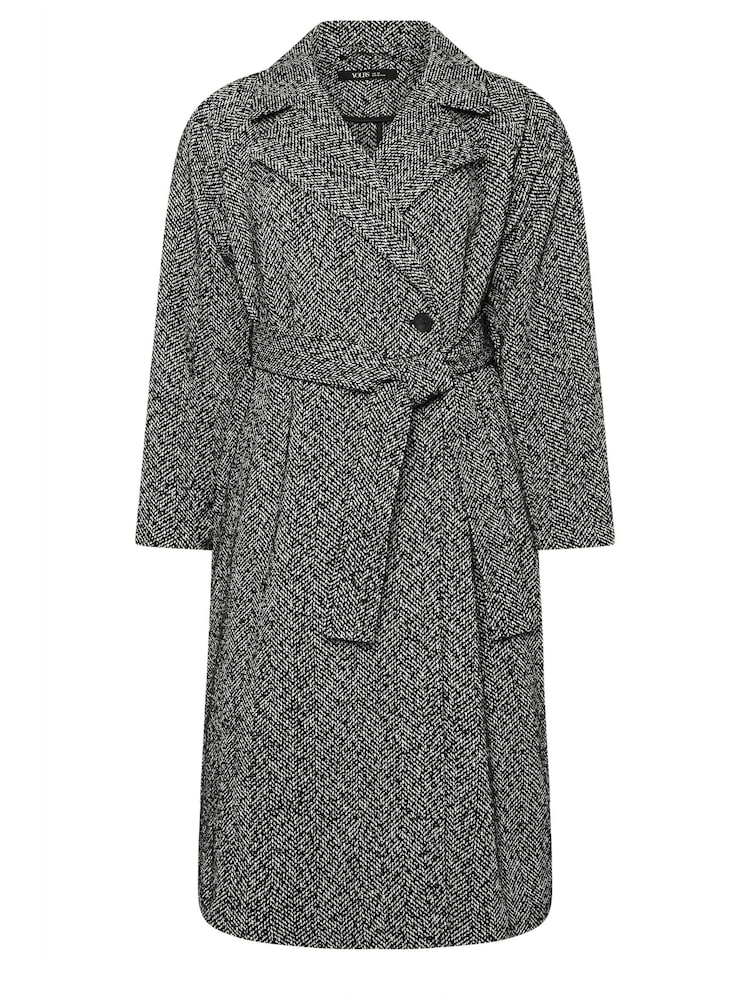 Yours Curve Grey Unlined Maxi Wool Coat - Image 5 of 5