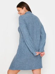Yours Curve Blue Soft Touch Zip Neck Jumper Dress - Image 3 of 5