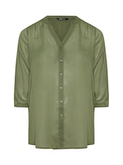 Yours Curve Green Sheer Crepe Notchneck Blouse - Image 6 of 6