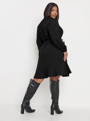 Yours Curve Black Limited Stripe Dobby Shirt Tunic Dress - Image 3 of 5