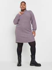 Yours Curve Pink Soft Touch Zip Neck Jumper Dress - Image 2 of 5