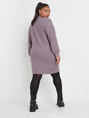 Yours Curve Pink Soft Touch Zip Neck Jumper Dress - Image 3 of 5