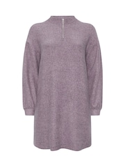 Yours Curve Pink Soft Touch Zip Neck Jumper Dress - Image 5 of 5