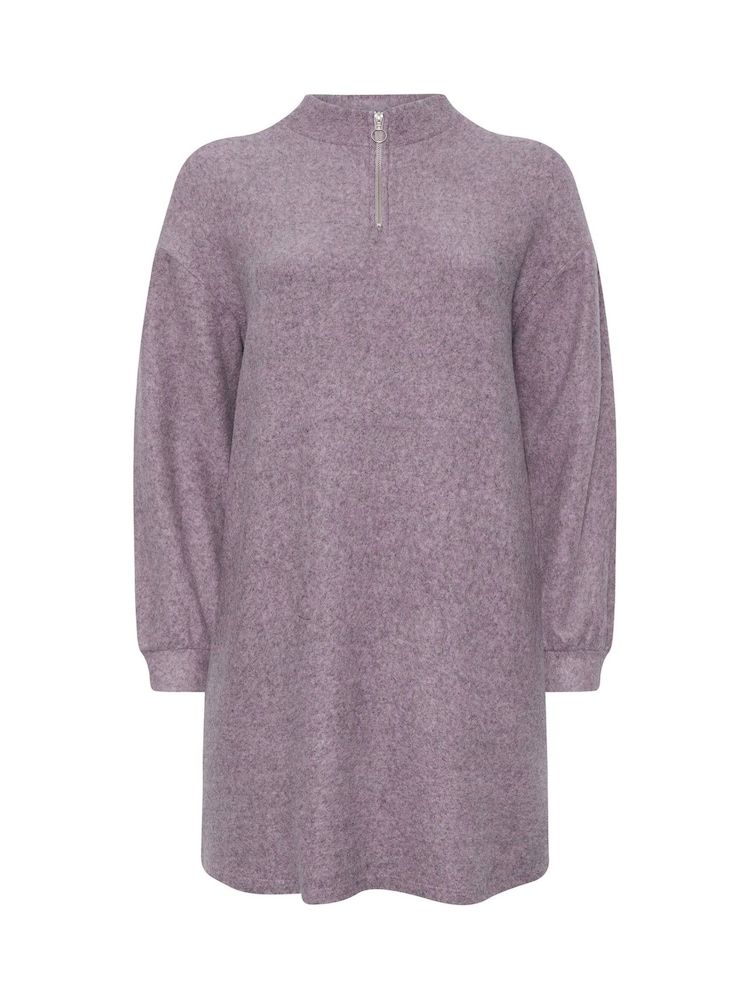 Yours Curve Pink Soft Touch Zip Neck Jumper Dress - Image 5 of 5