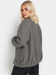 Yours Curve Grey Wool Bomber Jacket - Image 3 of 5