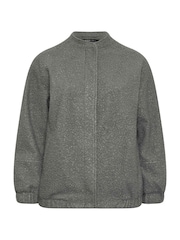 Yours Curve Grey Wool Bomber Jacket - Image 5 of 5