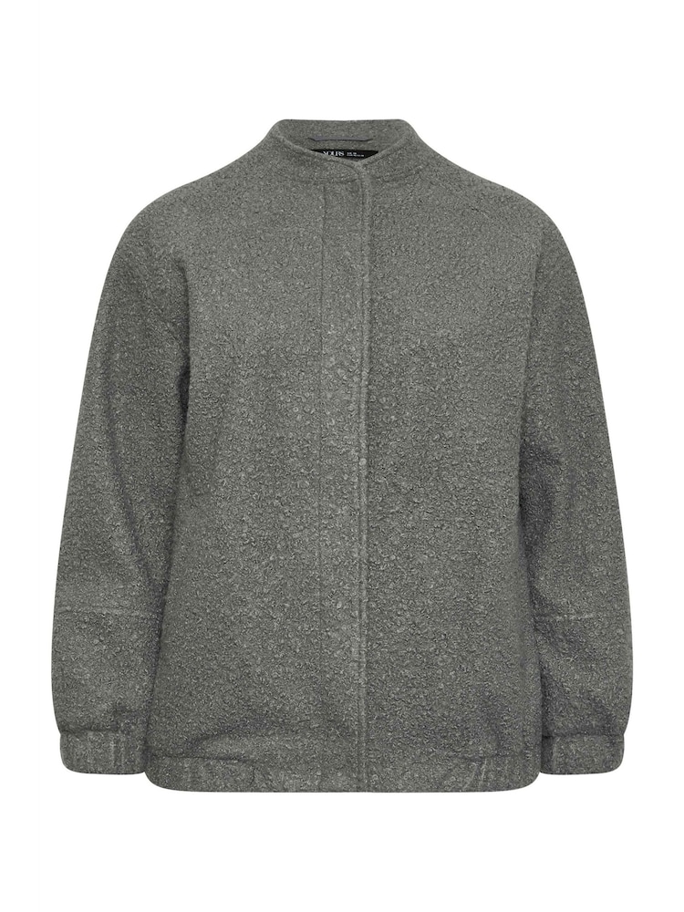 Yours Curve Grey Wool Bomber Jacket - Image 5 of 5