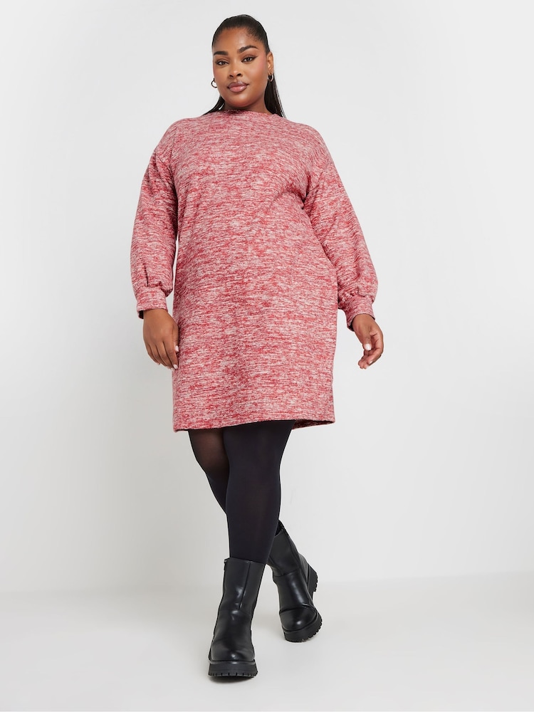 Yours Curve Red Soft Touch Jumper Dress - Image 2 of 5