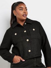 Yours Curve Black Boucle Short Jacket - Image 1 of 6