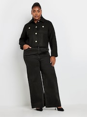 Yours Curve Black Boucle Short Jacket - Image 5 of 6