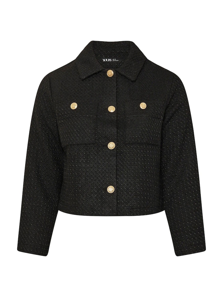 Yours Curve Black Boucle Short Jacket - Image 6 of 6