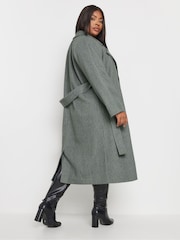 Yours Curve Grey Unlined Maxi Wool Coat - Image 3 of 5