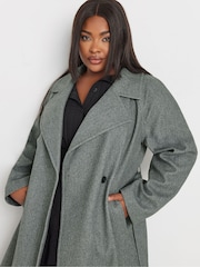 Yours Curve Grey Unlined Maxi Wool Coat - Image 4 of 5