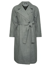 Yours Curve Grey Unlined Maxi Wool Coat - Image 5 of 5