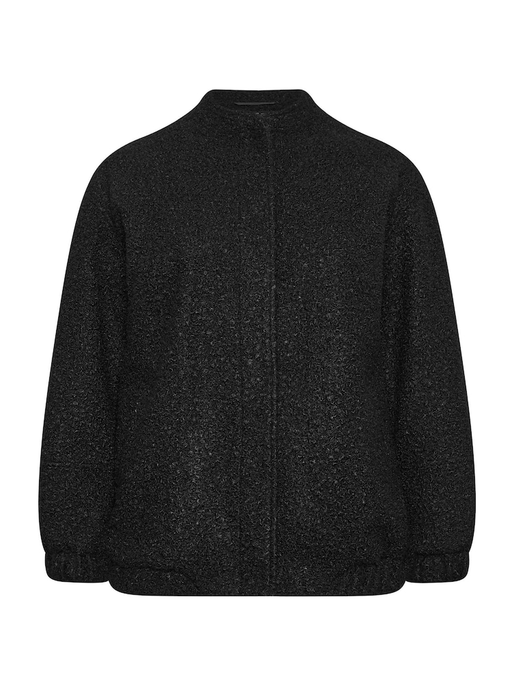 Yours Curve Black Wool Bomber Jacket - Image 5 of 5
