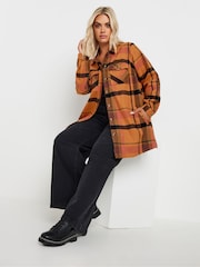 Yours Curve Orange Checked 100% Cotton Shacket - Image 2 of 5