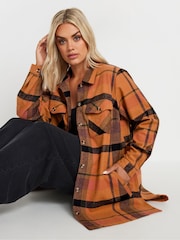 Yours Curve Orange Checked 100% Cotton Shacket - Image 4 of 5