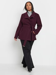 Yours Curve Purple Short Wrap Wool Coat - Image 2 of 5