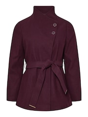 Yours Curve Purple Short Wrap Wool Coat - Image 5 of 5